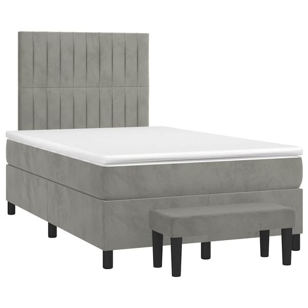 vidaXL Boxspring posteľ s matracom bledosiv&aacute; 120x190 cm zamat