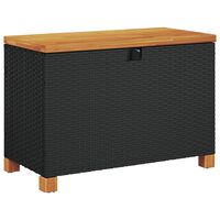 vidaXL Záhradný úložný box čierny 80x40x48 cm polyratan akáciové drevo