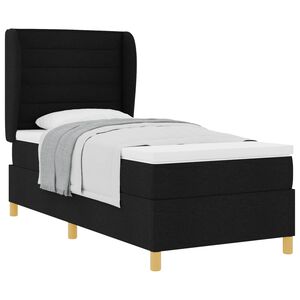 vidaXL Boxspring posteľ s matracom tmavo&scaron;ed&aacute; 90x190 cm Čierna l&aacute;tka