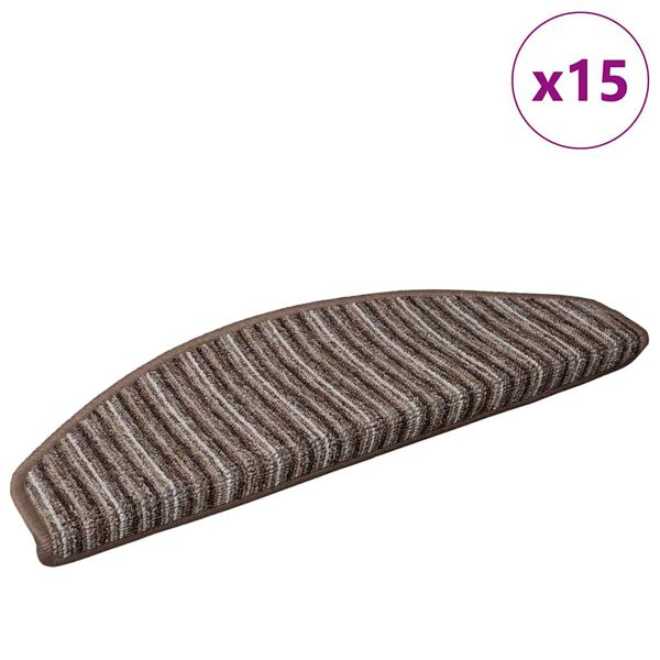 vidaXL Samolepiace schodov&eacute; rohože 15 pcs Hned&aacute; 65 x 21 x 4 cm