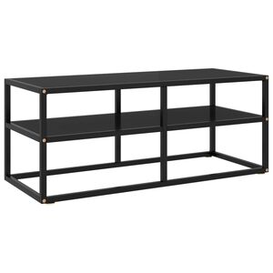 vidaXL TV skrinka čierna s čiernym sklom 100x40x40 cm
