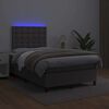 vidaXL Boxspring posteľ s matracom a LED, siv&aacute; 120x190 cm, umel&aacute; koža