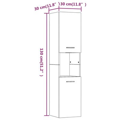 vidaXL Kúpeľňová skrinka hnedý dub 30x30x130 cm spracované drevo