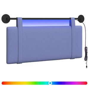 vidaXL Z&aacute;vesn&eacute; čelo postele S LED svetlom Modr&aacute; dž&iacute;novina L&aacute;tka