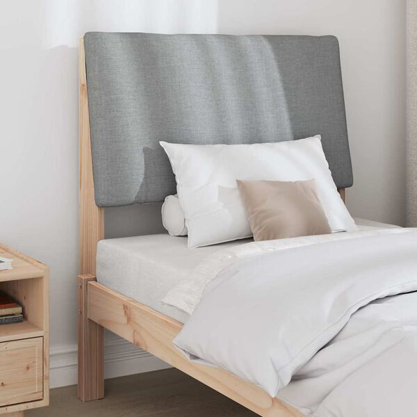 vidaXL Čal&uacute;nen&eacute; čelo postele Svetlosiv&aacute; 75 cm Mas&iacute;vne borovicov&eacute; drevo