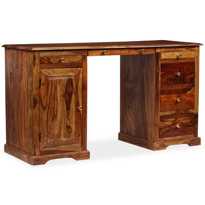 vidaXL Písací stôl, masívne sheeshamové drevo, 140x50x76 cm