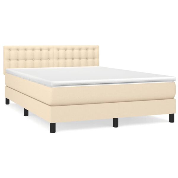 vidaXL Posteľn&yacute; r&aacute;m boxspring s matracom kr&eacute;mov&yacute; 140x200 cm l&aacute;tka