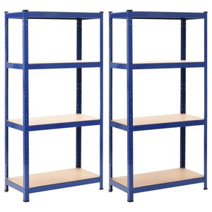 vidaXL Skladovacie reg&aacute;ly 2 ks, modr&eacute; 80x40x160 cm, oceľ a MDF