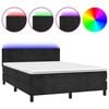 vidaXL Posteľ boxsping s matracom a LED čierna 140x190 cm zamat
