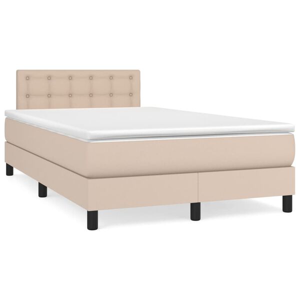 vidaXL Boxspring posteľ+matrac, kapuč&iacute;nov&aacute; 120x190cm, umel&aacute; koža