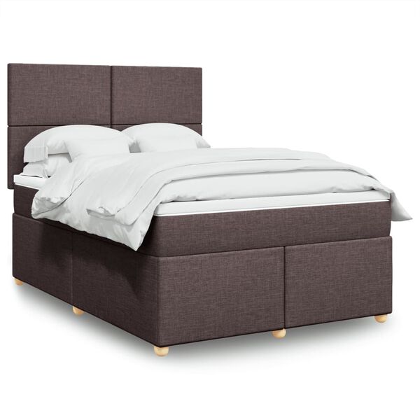 vidaXL Boxspring posteľ s matracom tmavohned&aacute; 140x200 cm l&aacute;tka