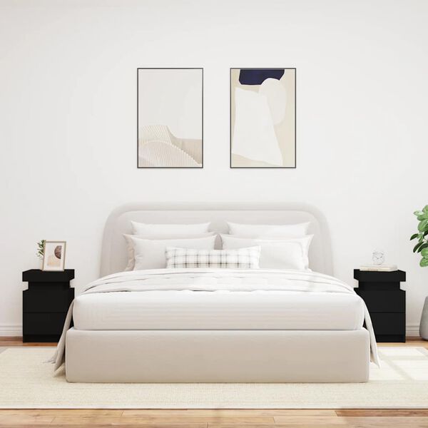 vidaXL Nočné stolíky s LED svetlami 2 ks čierne 35x39x55 cm