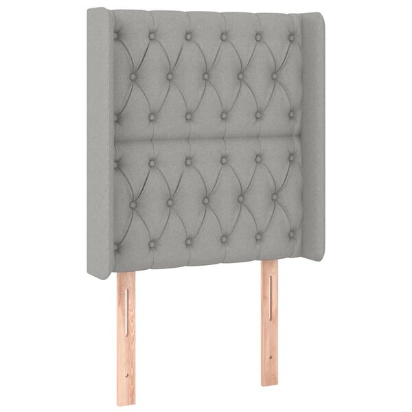 vidaXL Čelo postele s LED bledosivé 83x16x118/128 cm látka