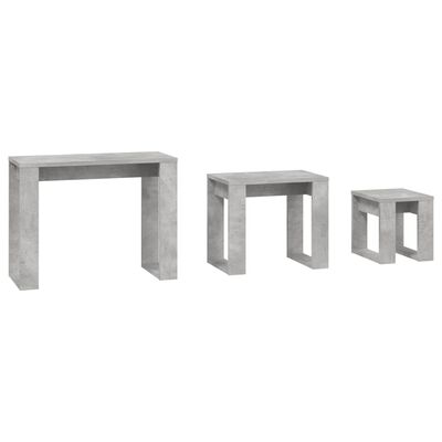 vidaXL Zasúvacie stolíky 3 ks, betónovo sivé, kompozitné drevo
