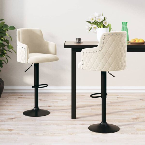 vidaXL Barov&eacute; stoličky 2 ks kr&eacute;mov&eacute; zamatov&eacute;