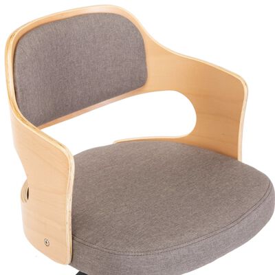 vidaXL Otočná jedálenská stolička, sivohnedá, ohýbané drevo a látka