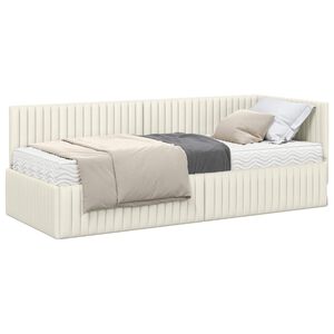 vidaXL Rohov&yacute; r&aacute;m postele s matracom 2 ks Kr&eacute;mov&aacute; 80 x 200 cm Zamat