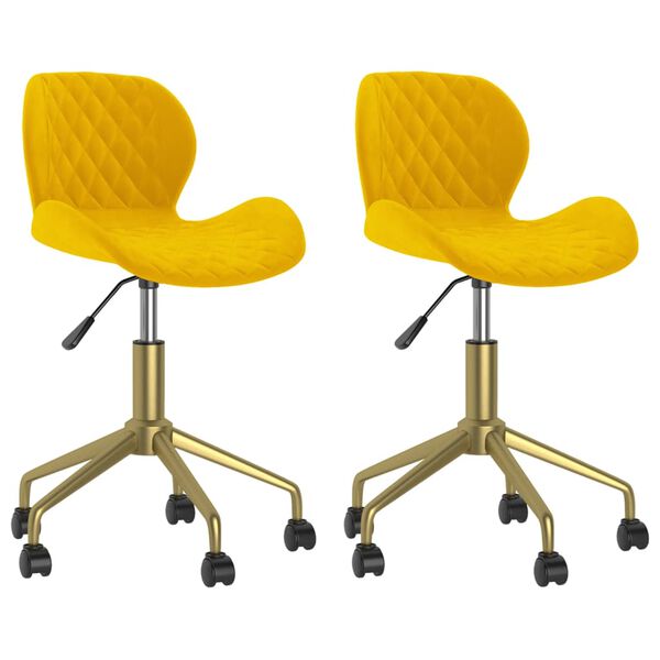 335036 vidaXL Swivel Dining Chairs 2 pcs Mustard Yellow Velvet
