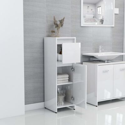 vidaXL 3-dielna súprava kúpeľňového nábytku,lesklá biela, drevotrieska