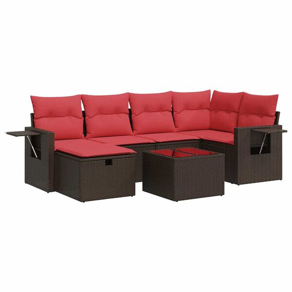 vidaXL 6-dielna z&aacute;hradn&aacute; sedacia s&uacute;prava s vank&uacute;&scaron;mi hned&aacute; polyratanov&aacute;