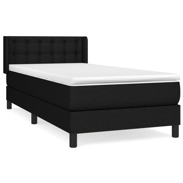 vidaXL Posteľn&yacute; r&aacute;m boxspring s matracom čierny 90x200 cm l&aacute;tka
