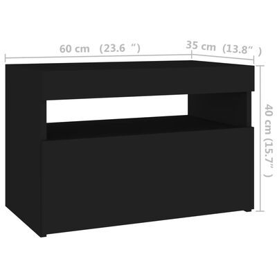 vidaXL TV skrinka s LED svetlami čierna 60x35x40 cm