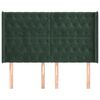 vidaXL Čelo postele so z&aacute;hybmi tmavozelen&yacute; 147x16x118/128 cm zamat