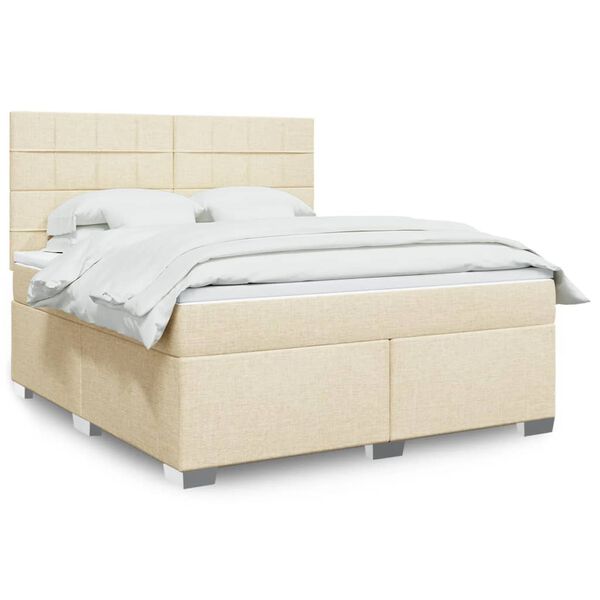 vidaXL Posteľn&yacute; r&aacute;m boxspring s matracom kr&eacute;mov&yacute; 180x200 cm l&aacute;tka