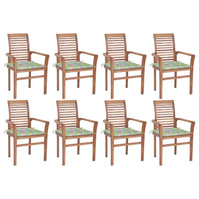 vidaXL Jedálenské stoličky 8 ks listové podložky tíkový masív