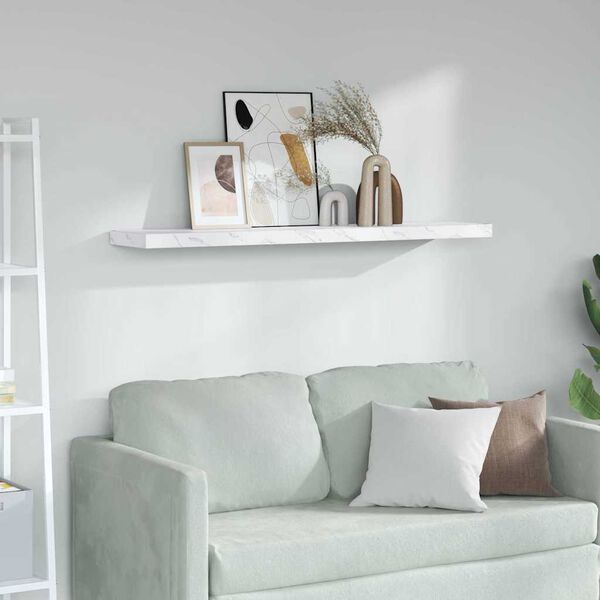 vidaXL Stenn&aacute; polica Biely mramor 120 x 23,5 x 4 cm Kompozitn&eacute; drevo