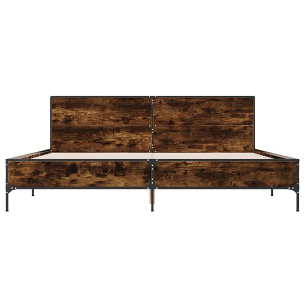 vidaXL Posteľn&yacute; r&aacute;m dymov&yacute; dub 200x200 cm kompozitn&eacute; drevo a kov