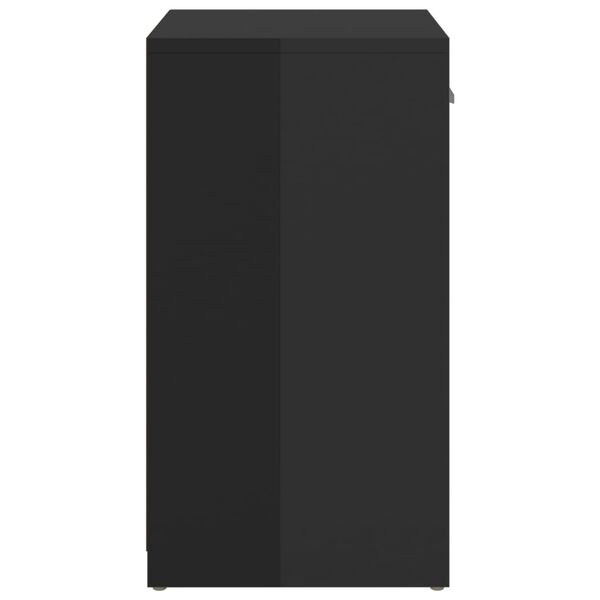 vidaXL Lavica na topánky lesklá čierna 94,5x31x57 cm kompozitné drevo