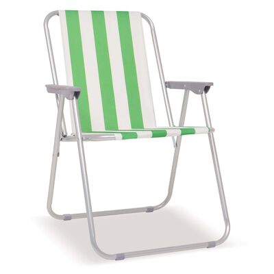 vidaXL Oceľové skladacie kempingové stoličky, 2 ks, zeleno-biele, 52x62x75 cm