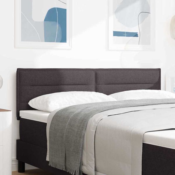 vidaXL LED hlavov&aacute; doska s čelnou doskou Tmavohned&aacute; 144 cm Polyester