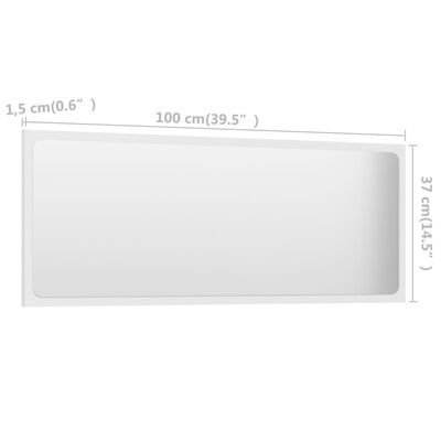 vidaXL Kúpeľňové zrkadlo, biele 100x1,5x37 cm, kompozitné drevo