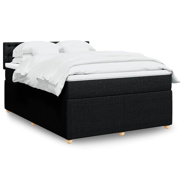 vidaXL Posteľn&yacute; r&aacute;m boxspring s matracom čierny 160x200 cm l&aacute;tka