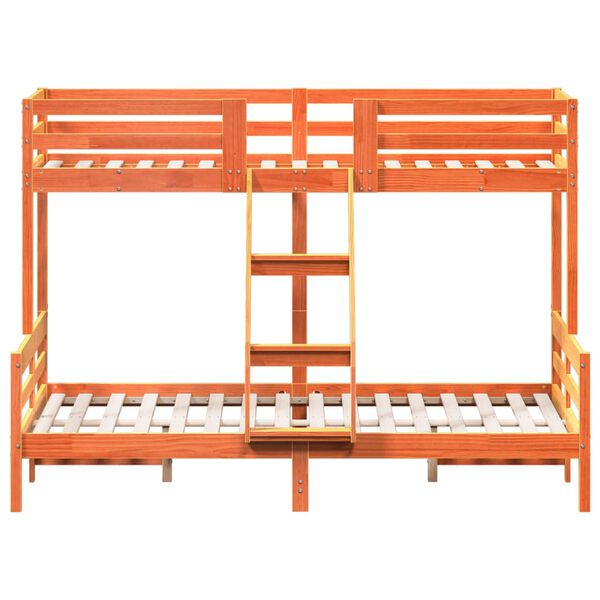 vidaXL Poschodov&aacute; posteľ 90x200/140x200 cm voskovohned&aacute; mas&iacute;v.borovica