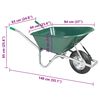 vidaXL Wheelbarrow Green 90 L 150 kg Pozinkovaná oceľ a plast