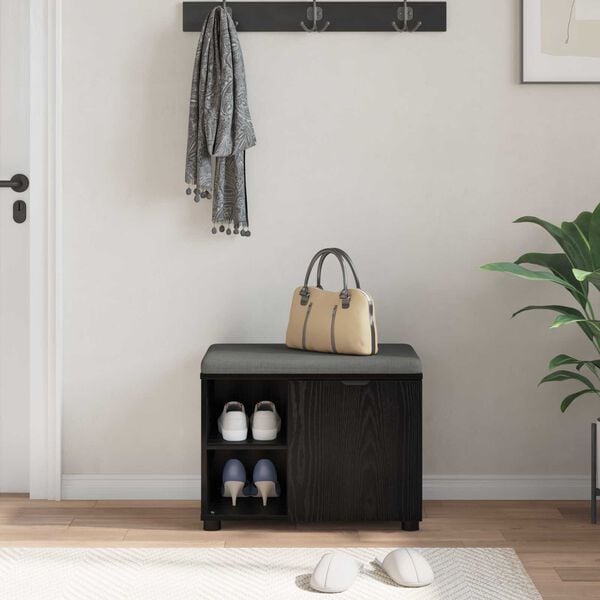 vidaXL Predsieňov&aacute; lavica s vank&uacute;&scaron;om Čierny Dub 60 x 38 x 46 cm