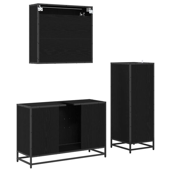 vidaXL Sada k&uacute;peľňov&eacute;ho n&aacute;bytku 3 pcs Čierny dub Kompozitn&eacute; drevo