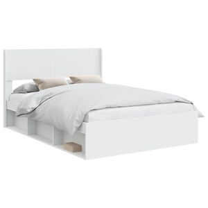 vidaXL Posteľov&yacute; r&aacute;m s &uacute;ložn&yacute;m priestorom a čelom Biela 150 x 200 cm