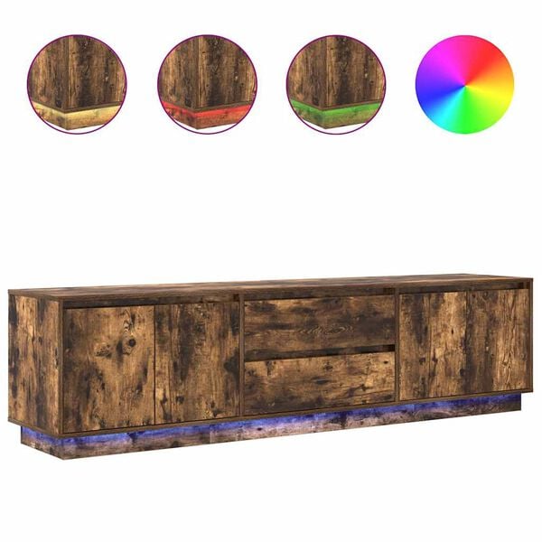 vidaXL TV skrinka s LED svetlami dymov&yacute; dub 193,5x41x50 cm