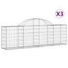 vidaXL Obl&uacute;kov&yacute; gabionov&yacute; k&ocirc;&scaron; 3 ks 200x30x60/80 cm pozinkovan&eacute; železo