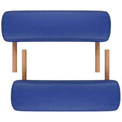 vidaXL Modrý skladací masážny stôl, 2 zóny, drevený rám