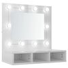 vidaXL Zrkadlov&aacute; skrinka s LED leskl&aacute; biela 60x31,5x62 cm
