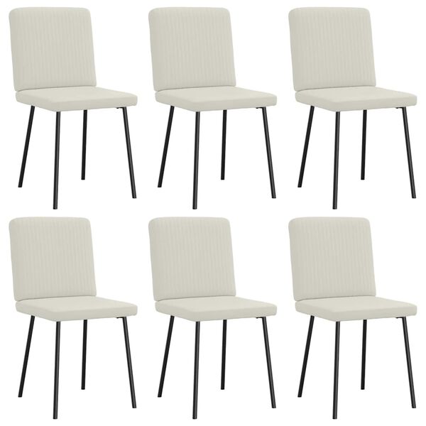 vidaXL Jedálenské stoličky 6 ks krémové zamatové
