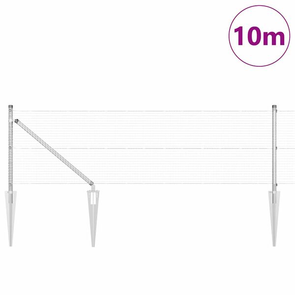 vidaXL Stĺp na plot. Strieborn&aacute; 10 x 0,4 m (19 x 19 mm sieť) Oceľ