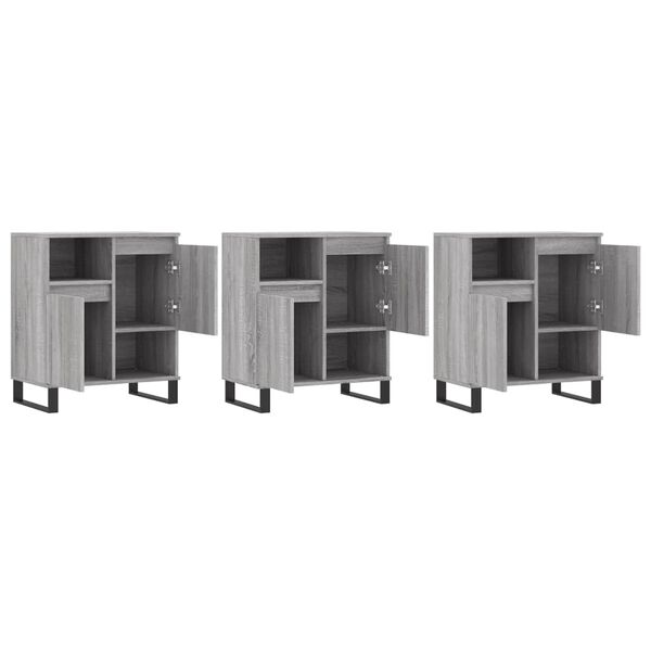 vidaXL Komody 3 ks sivý dub sonoma spracované drevo