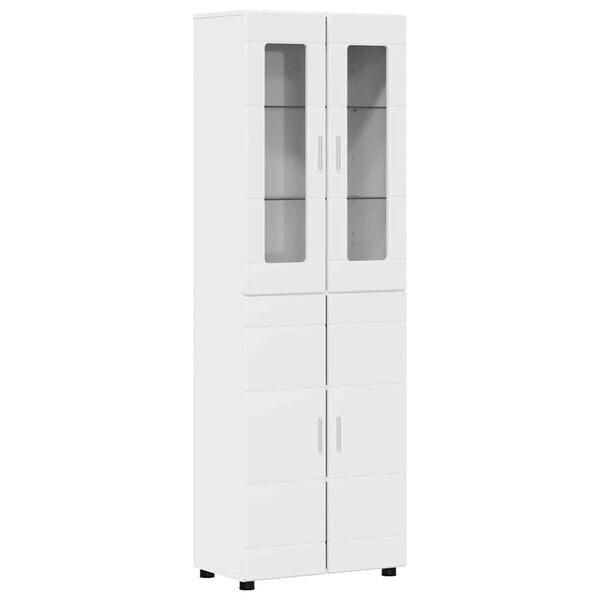 vidaXL Highboard s poličkou FLORIN Vysok&yacute; lesk bielej 60 x 35 x 182 cm