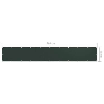 vidaXL Balkónová markíza, tmavozelená 75x500 cm, oxfordská látka